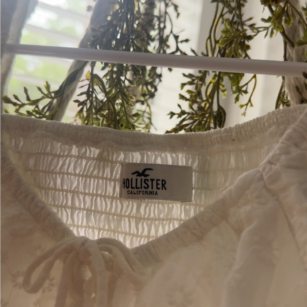 Hollister Cream Blouse with Tie Front